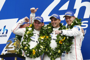 Porsche Team: Nick Tandy, Earl Bamber, Nico Huelkenberg (l-r)